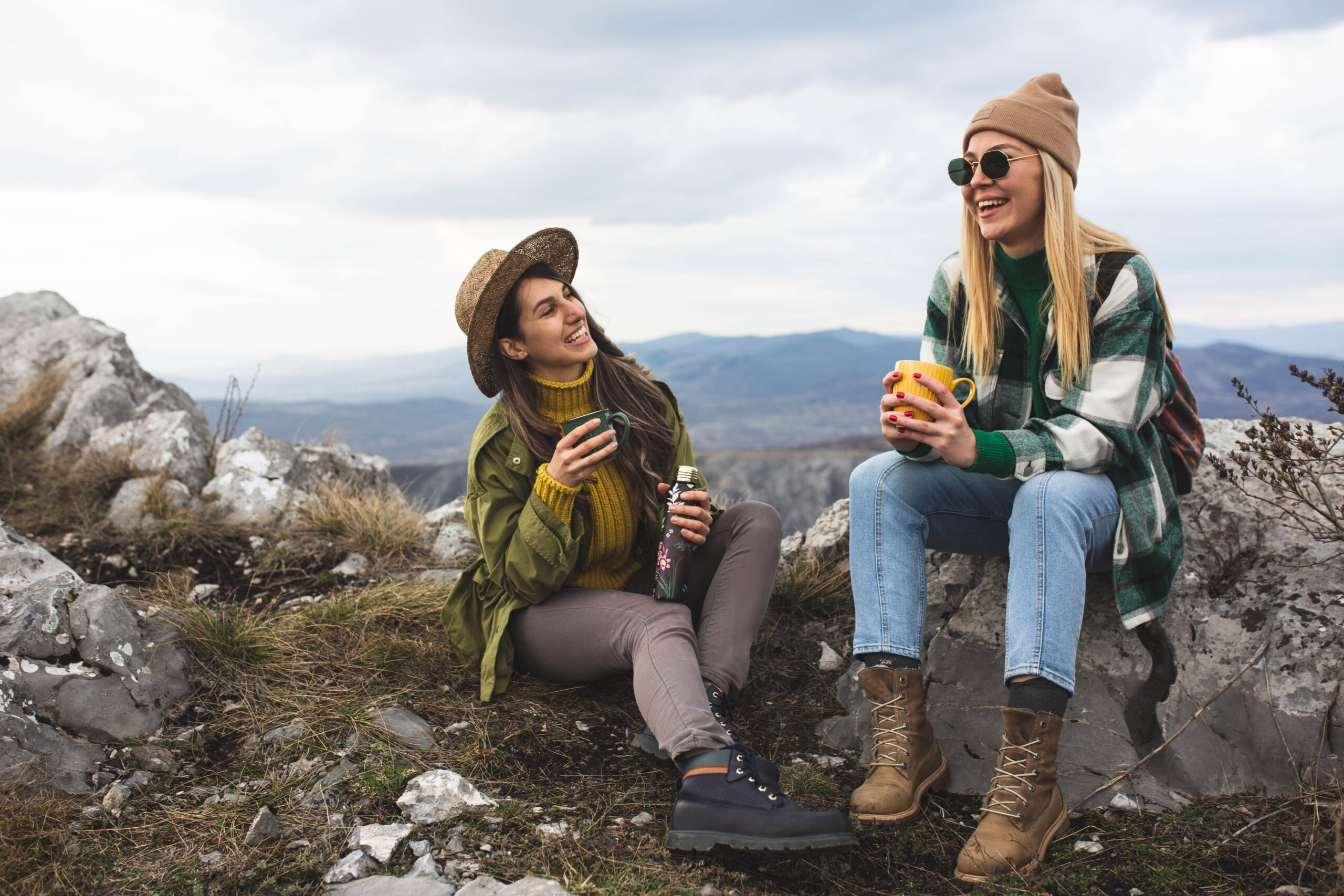 Two women enjoy nature Two women enjoy nature